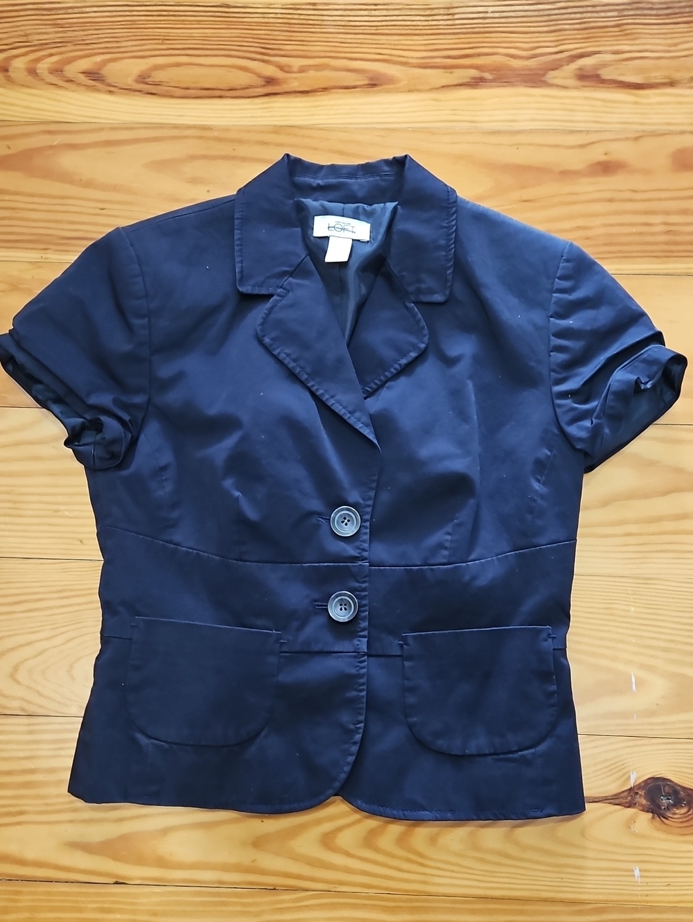 LOFT Navy Short-Sleeve Tailored Blazer